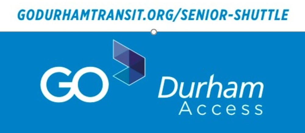 GoDurhamTransit.org/Senior-Shuttle with Go Durham Access logo