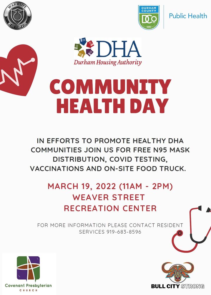 3/19 Community Health Day Event Flyer, all copy from flyer below