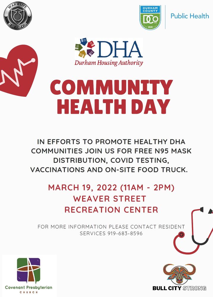 3/19 Community Health Day Event Flyer, all copy from flyer below