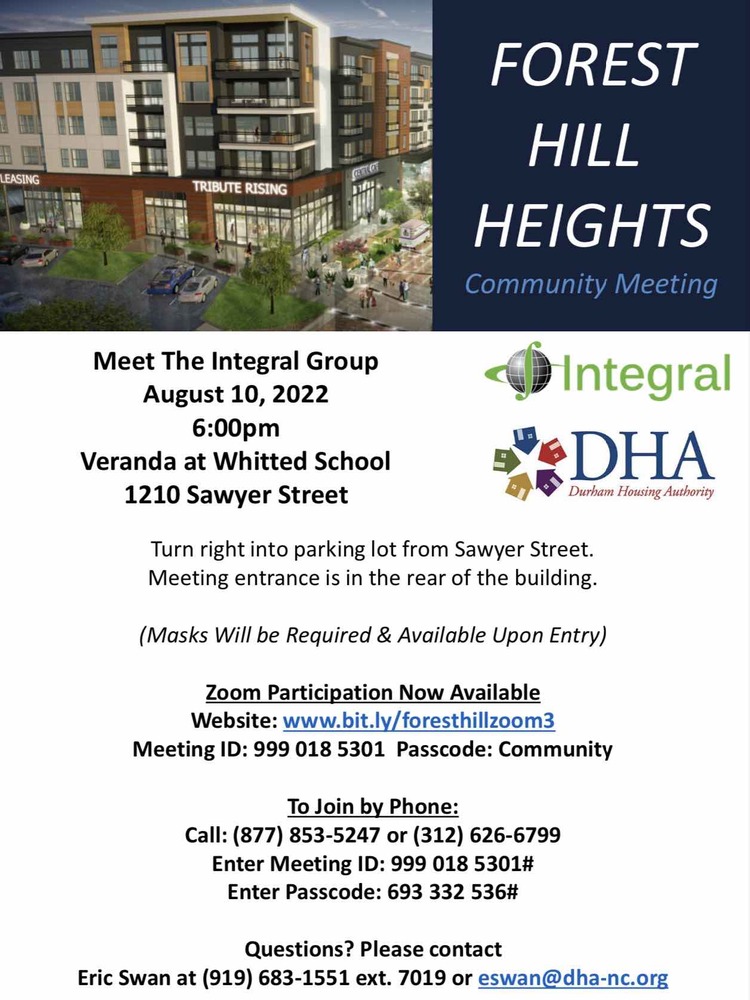 ForestHillHeights Community Meeting Flyer, All information as listed below