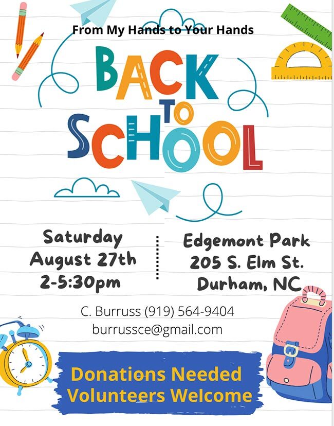 Back to School Event Flyer all copy from flyer on page as text