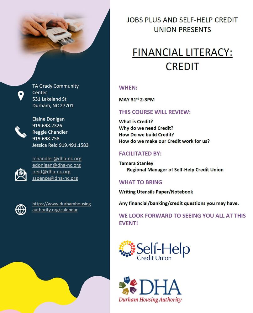 May 31st Financial Literacy Flyer all info below
