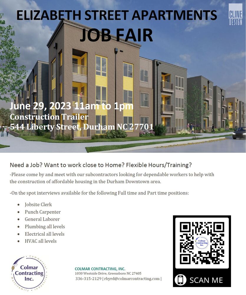 June 29th Elizabeth Street Job Fair flyer, all info below