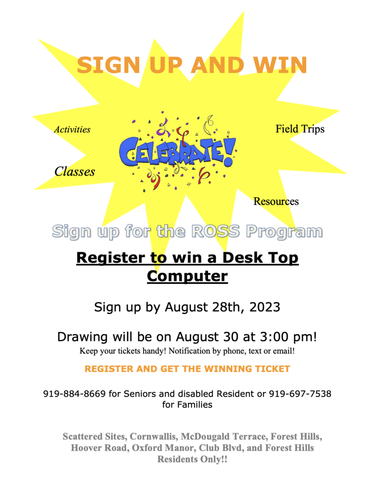 Sign Up and Win ROSS Program Flyer, all information as listed below.
