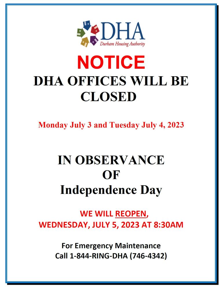 Office closed July 3-4th Flyer, all info also below