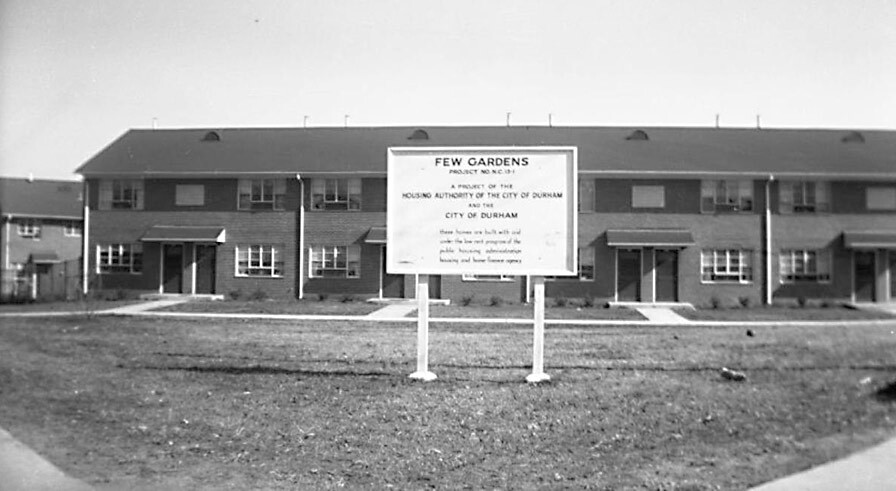 Old photo of the previous Few Gardens public housing, 2 story apartment complex