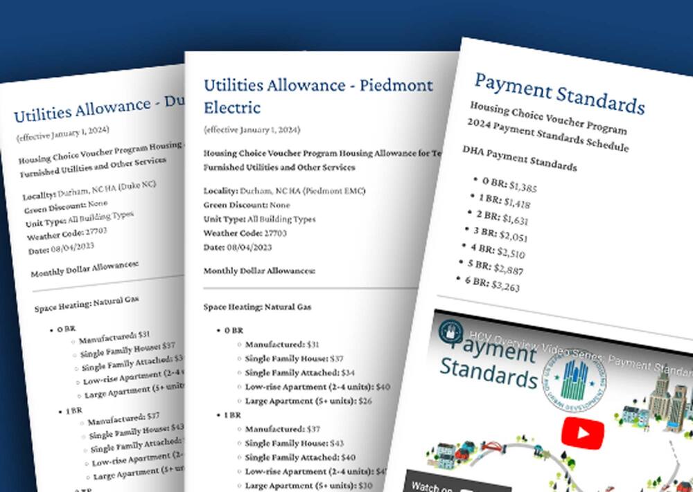 Previews of the Utility Allowances Webpages.