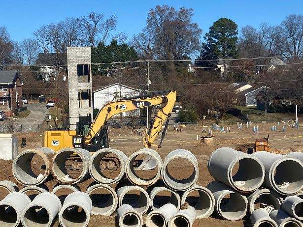 Construction on Phase 1 housing site at the intersection of Liberty and Elizabeth Streets.