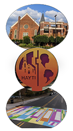 Hayti Heritage Center; public art installation on Ramseur Street; example of crosswalk art to improve pedestrian safety.