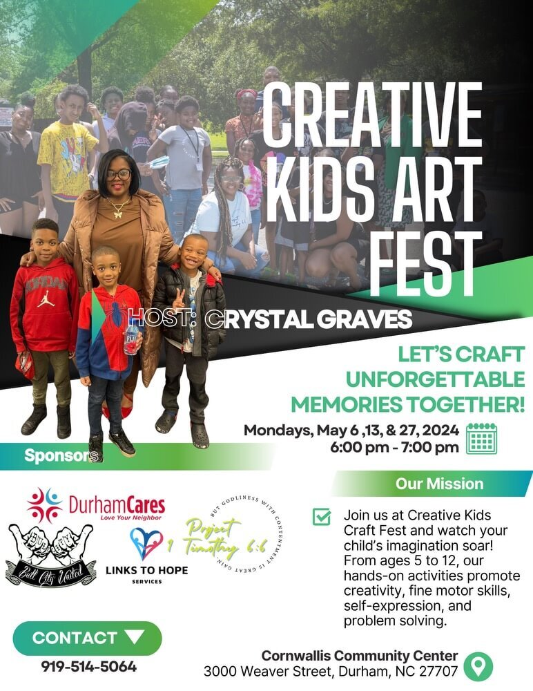 Kids Creative Art Fest Flyer, all information as listed below.