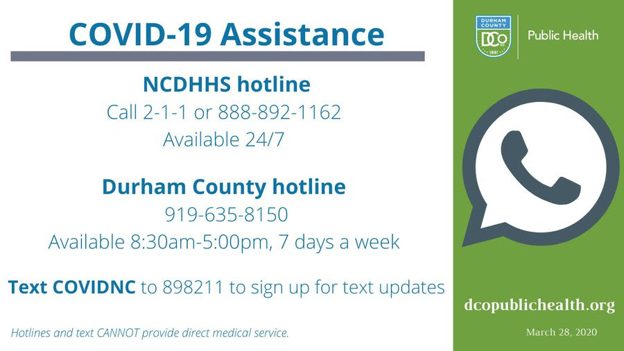 Covid-19 Assistance. All information listed as text below.