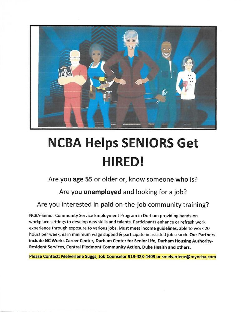 NCBA Flyer with all information as listed below.