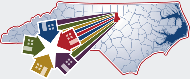 Map showing the location of Durham within the state of North Carolina