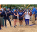 A group of individuals standing at a park